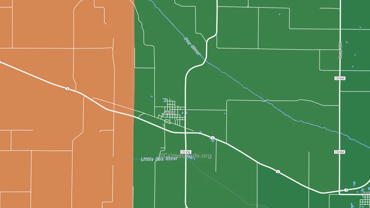 Milton, IA Map of Theft Rates