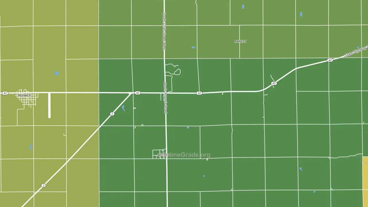 Milton, KS Map of Theft Rates