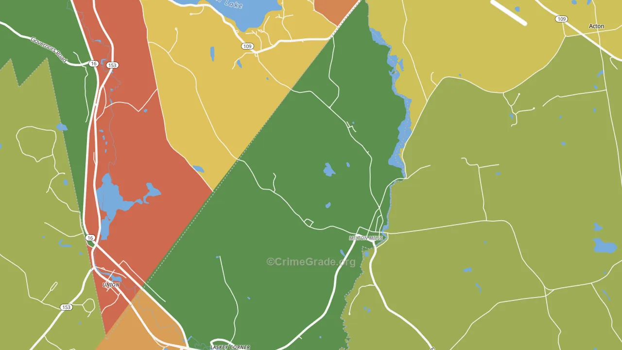 Milton Mills, NH Map of Theft Rates