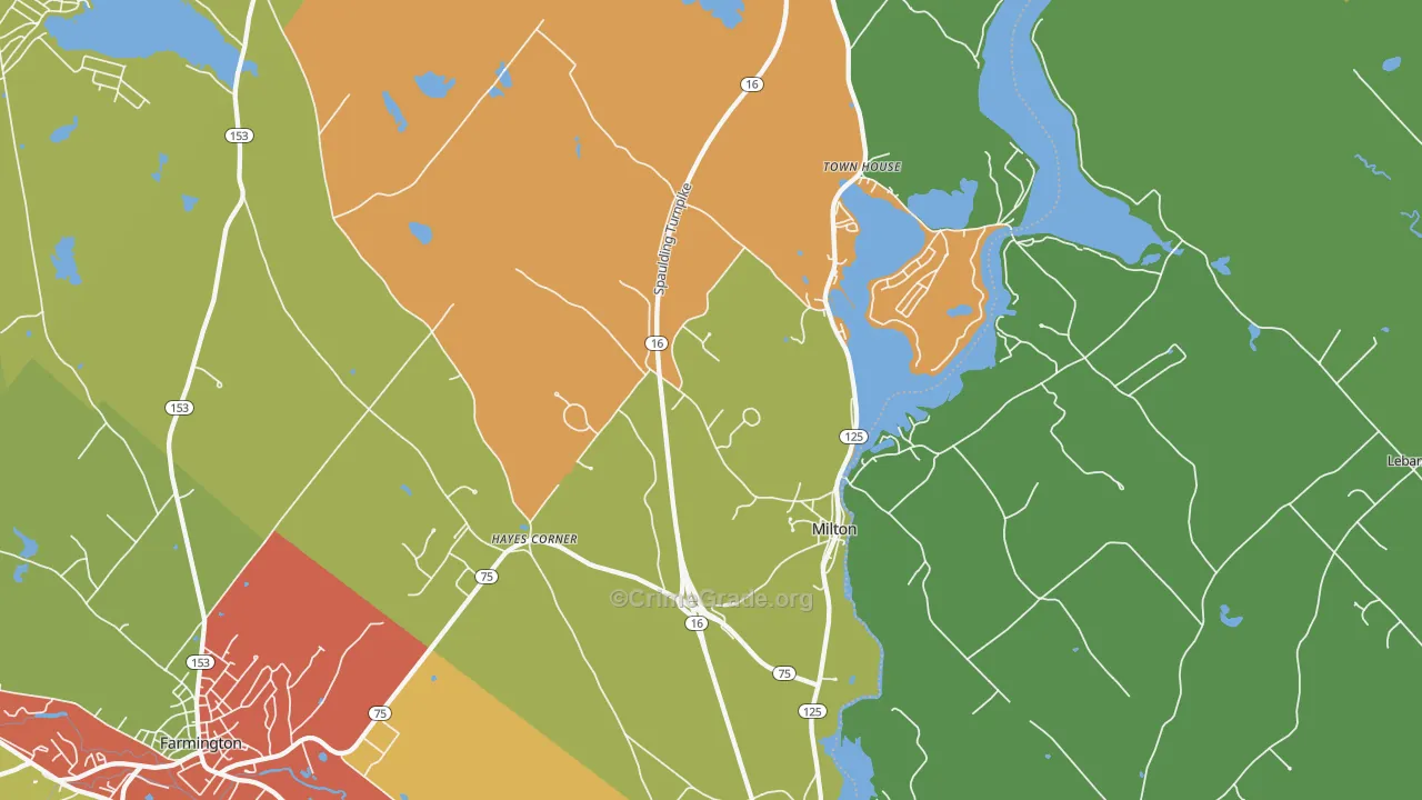 Milton, NH Map of Theft Rates