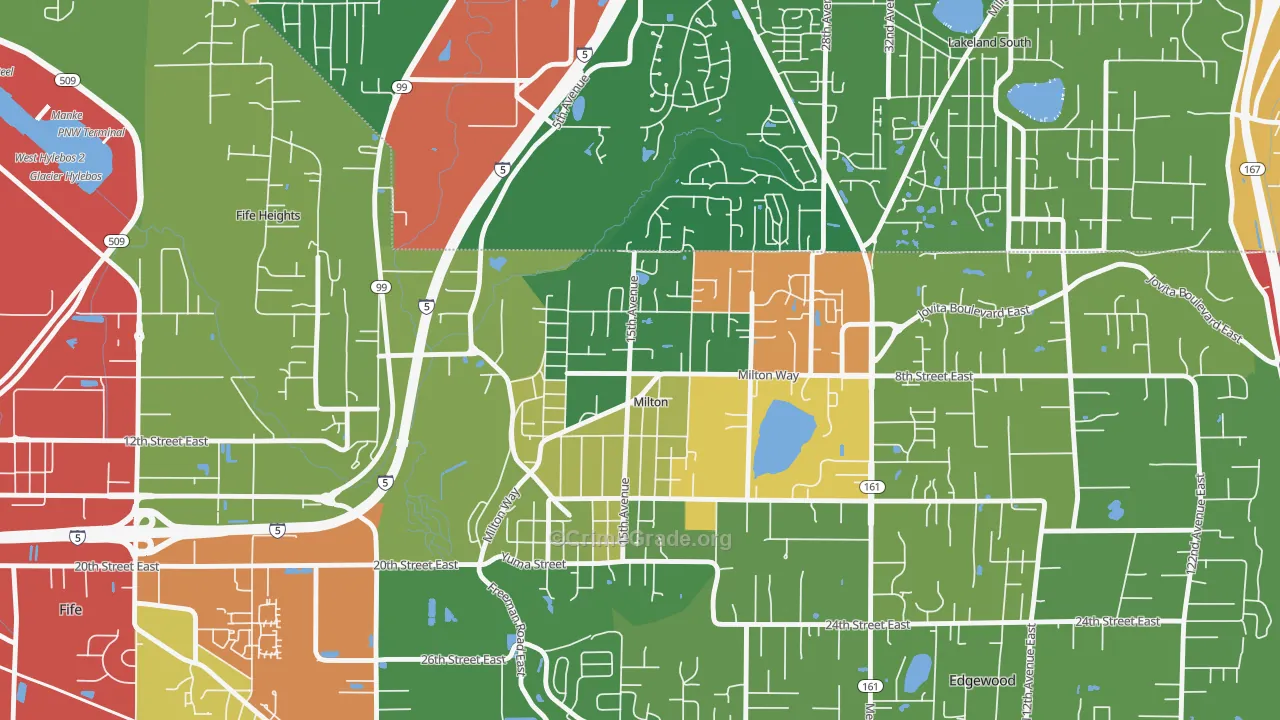 Milton, WA Map of Theft Rates