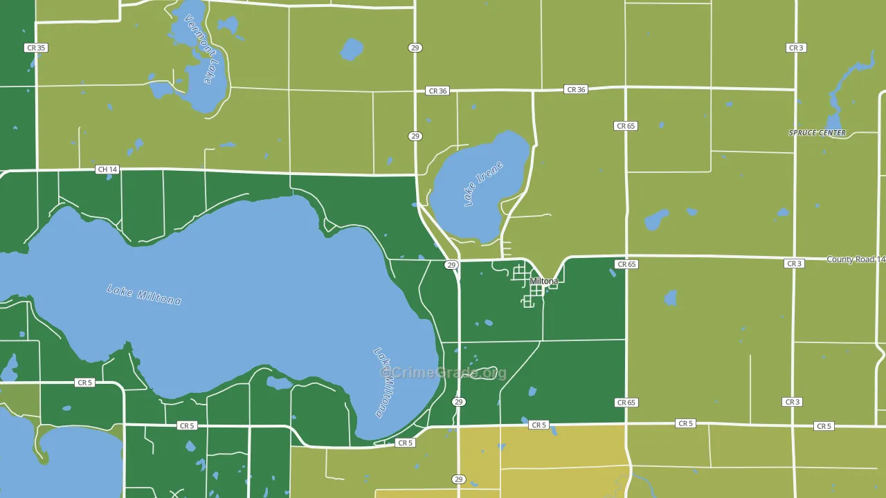 Miltona, MN Map of Theft Rates