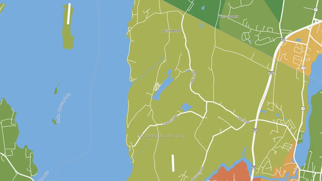 Miltonboro, VT Map of Theft Rates