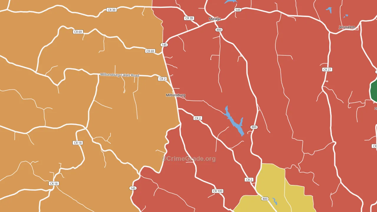 Miltonsburg, OH Map of Theft Rates