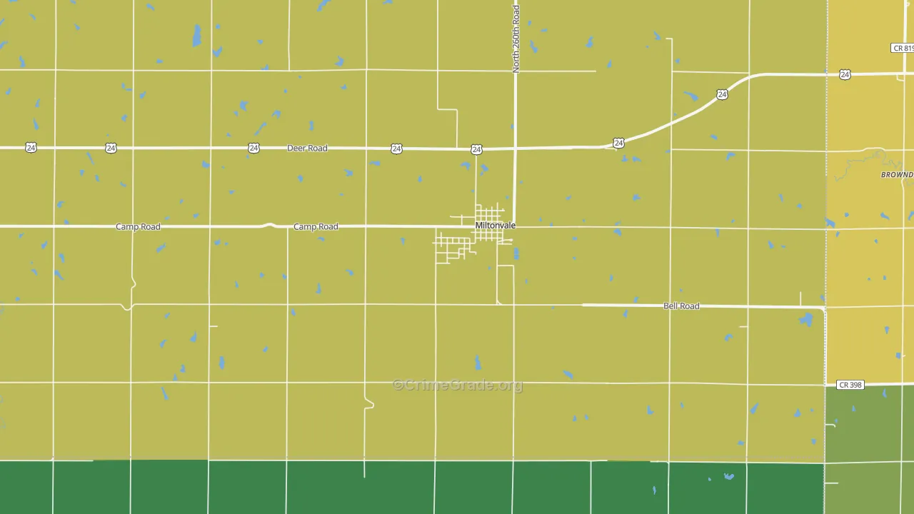 Miltonvale, KS Map of Theft Rates