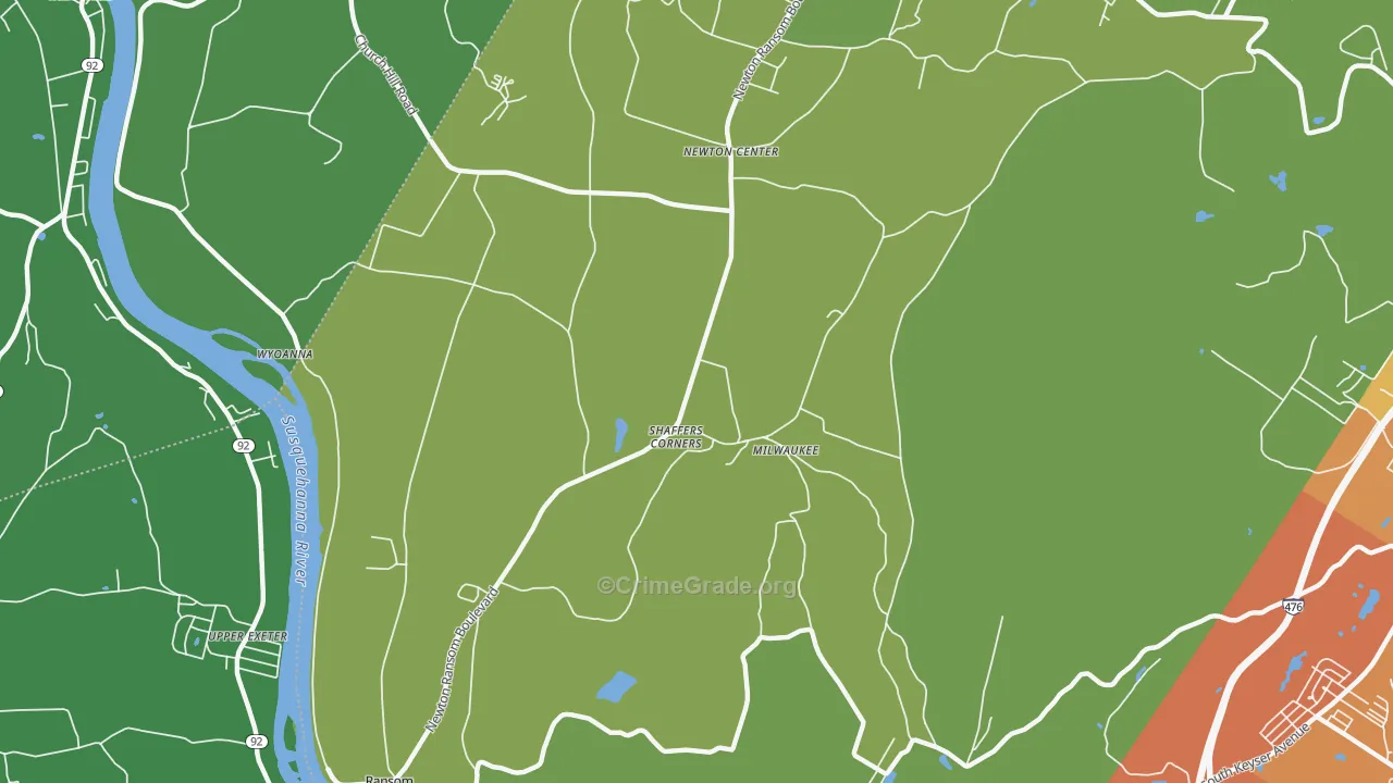 Milwaukee, PA Map of Theft Rates