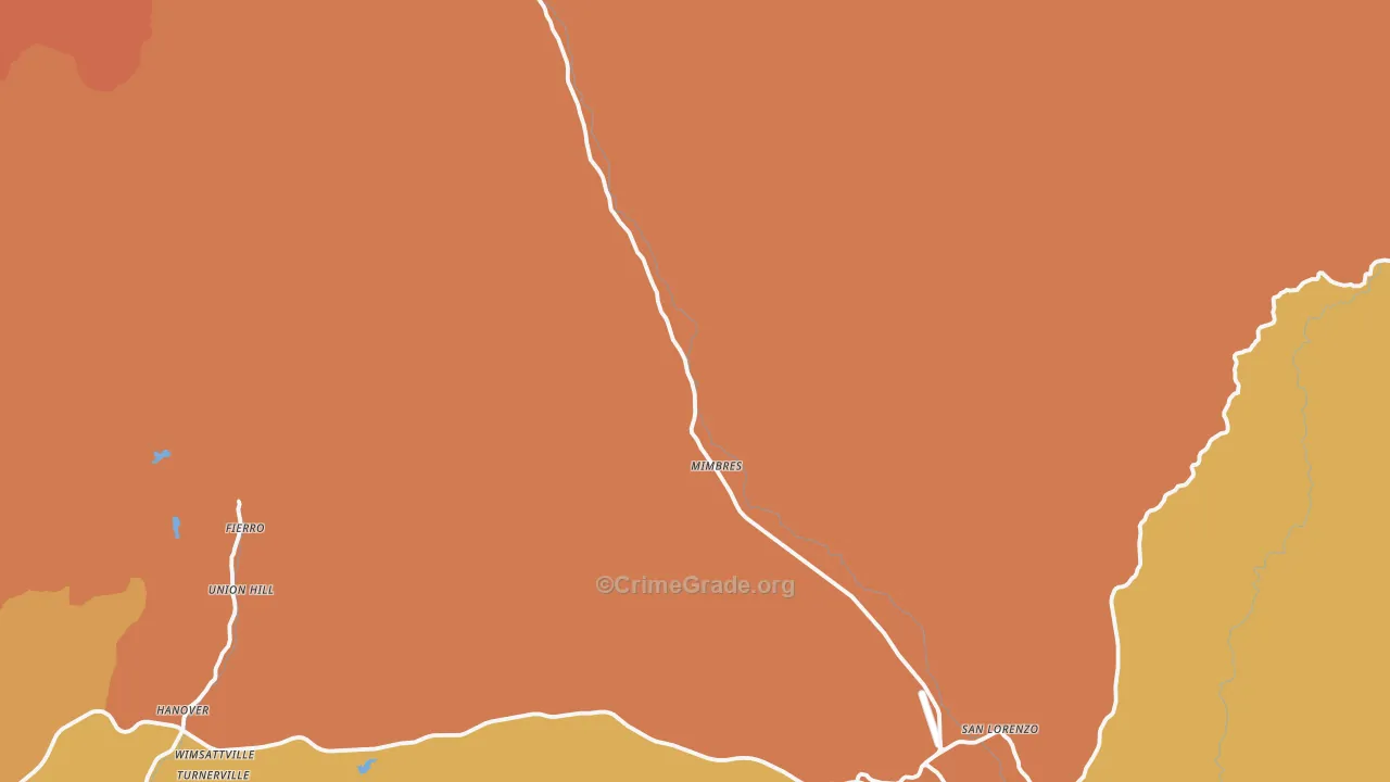 Mimbres, NM Map of Theft Rates