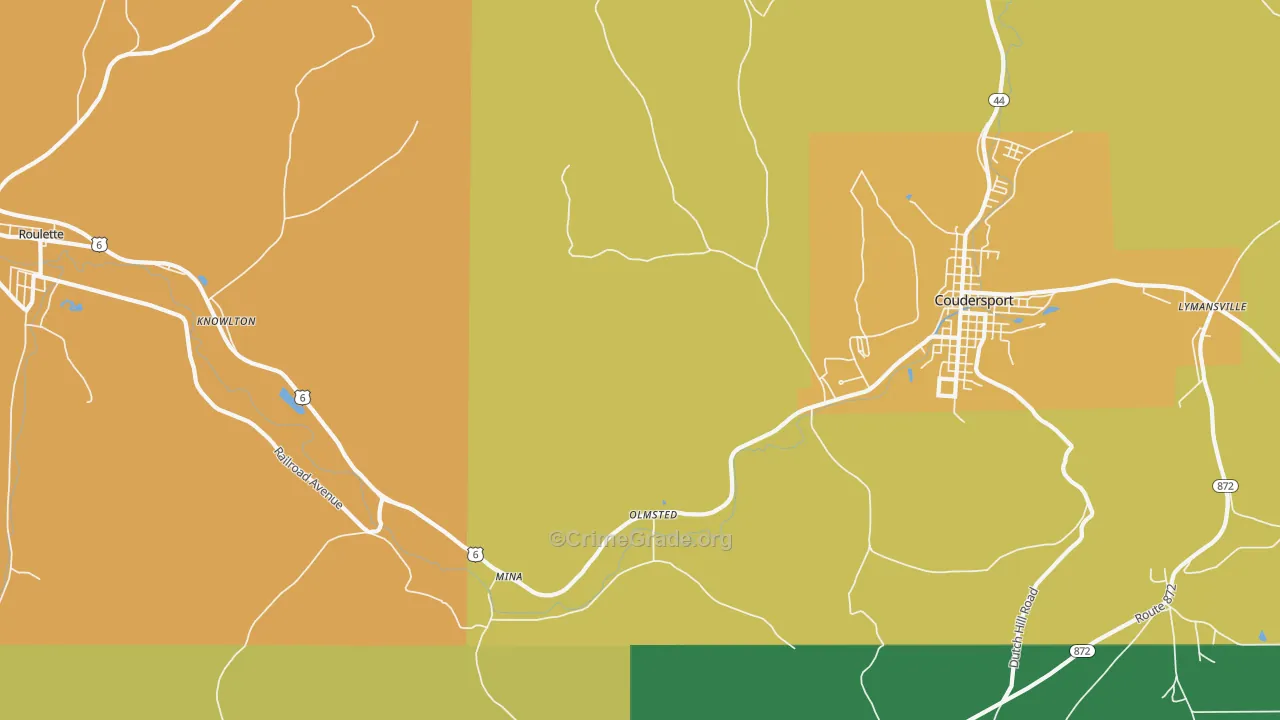 Mina, PA Map of Theft Rates