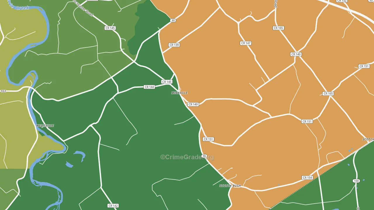 Minaville, NY Map of Theft Rates