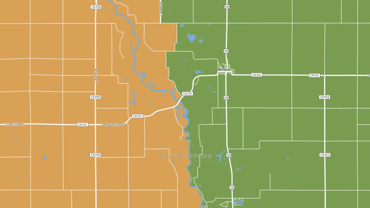 Minburn, IA Map of Theft Rates