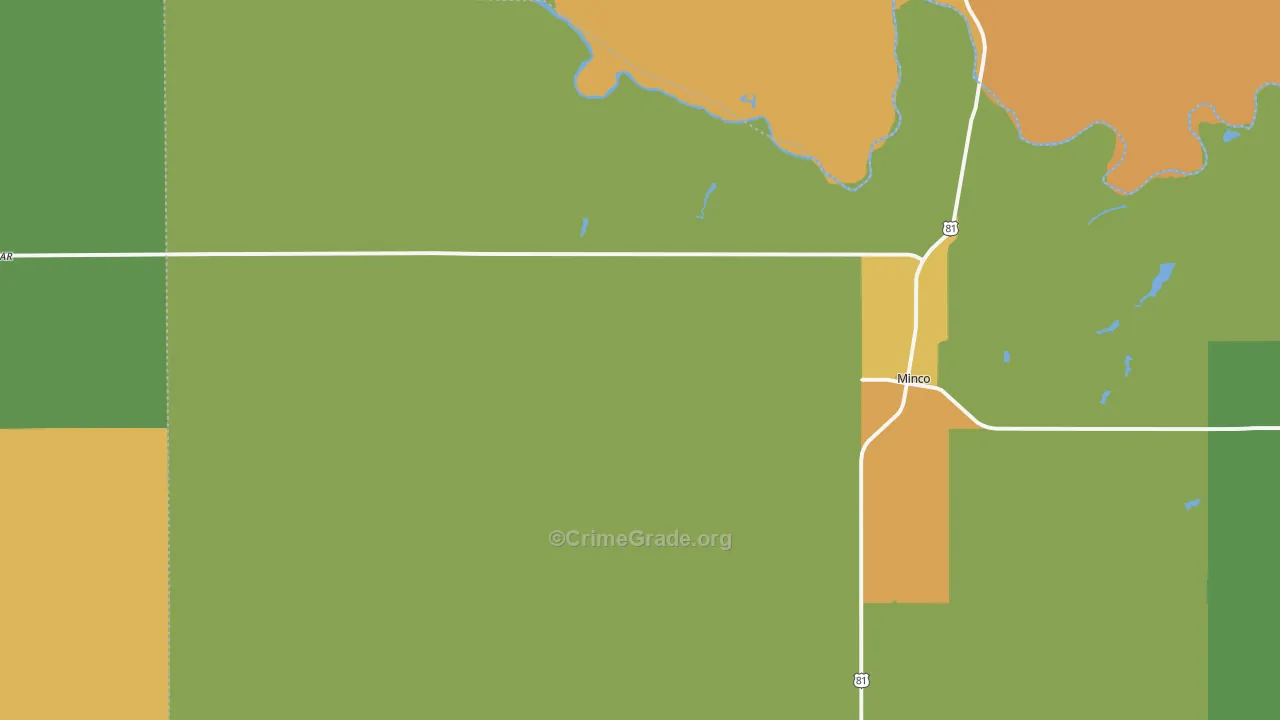 Minco, OK Map of Theft Rates