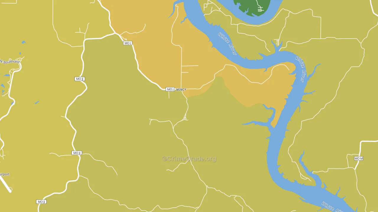Mincy, MO Map of Theft Rates