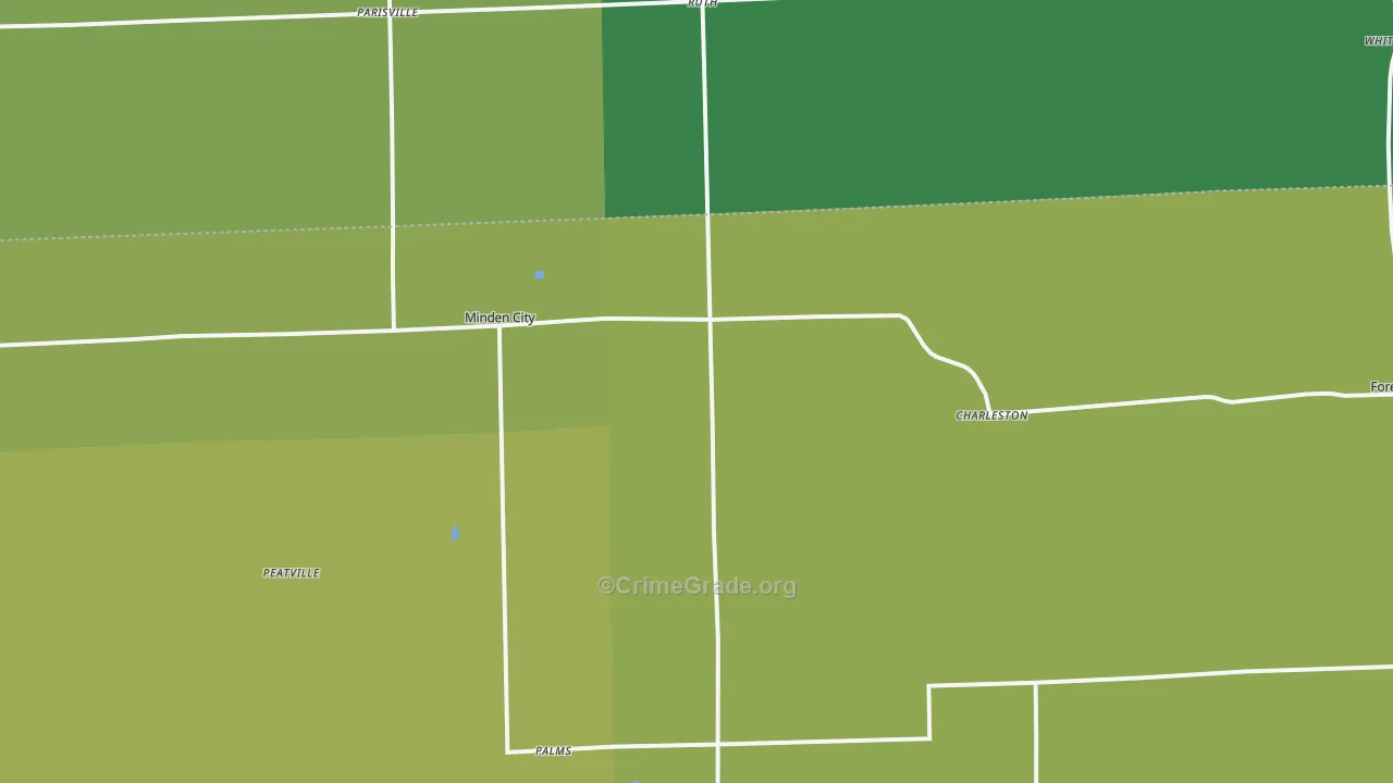 Minden City, MI Map of Theft Rates