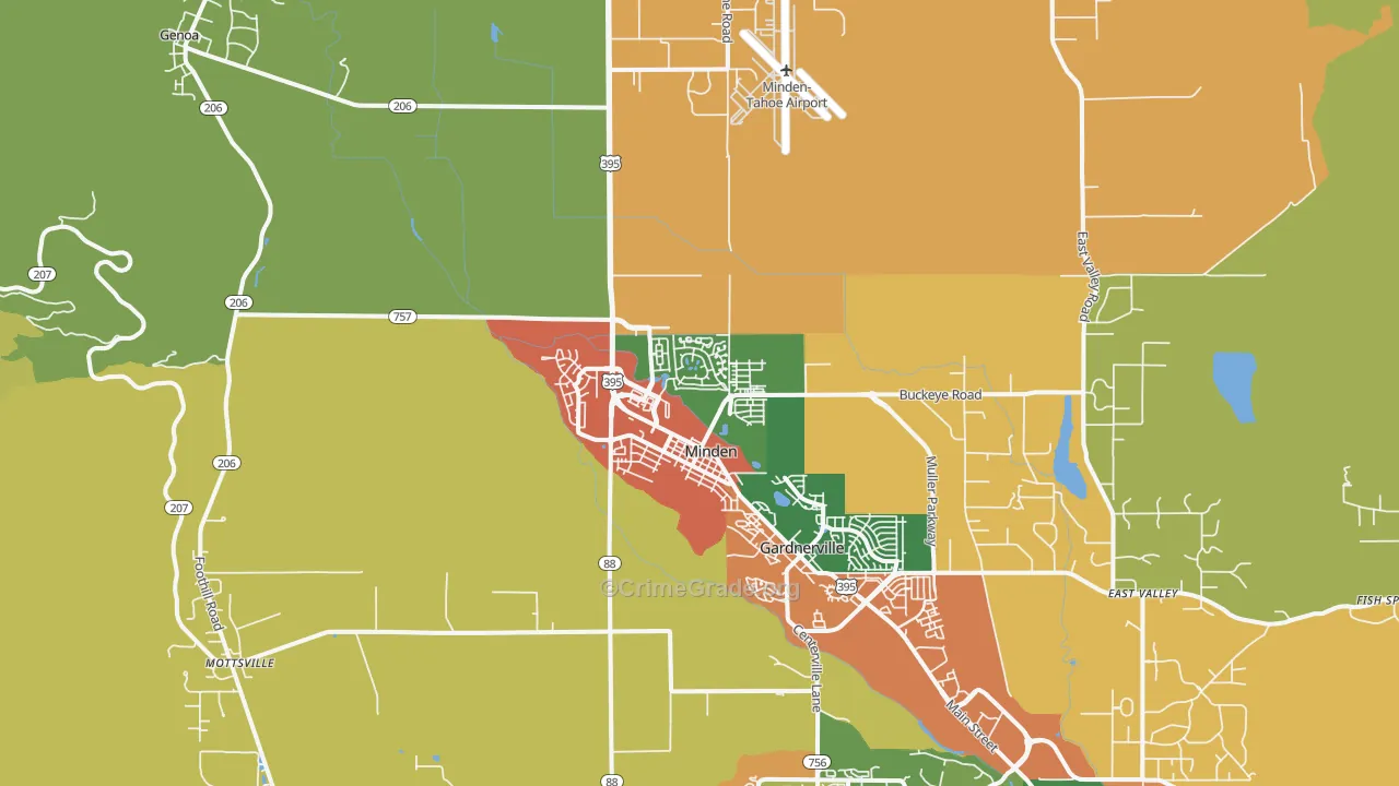 Minden, NV Map of Theft Rates