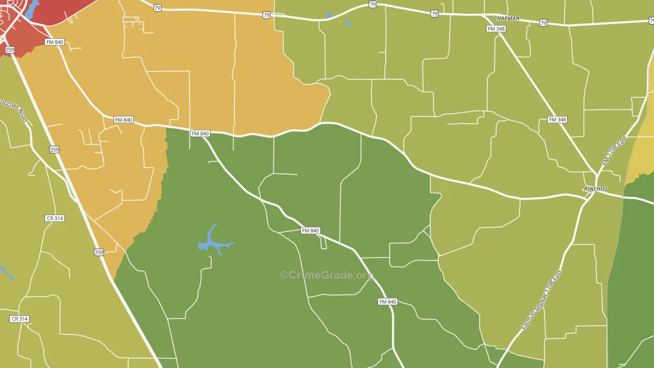 Minden, TX Map of Theft Rates