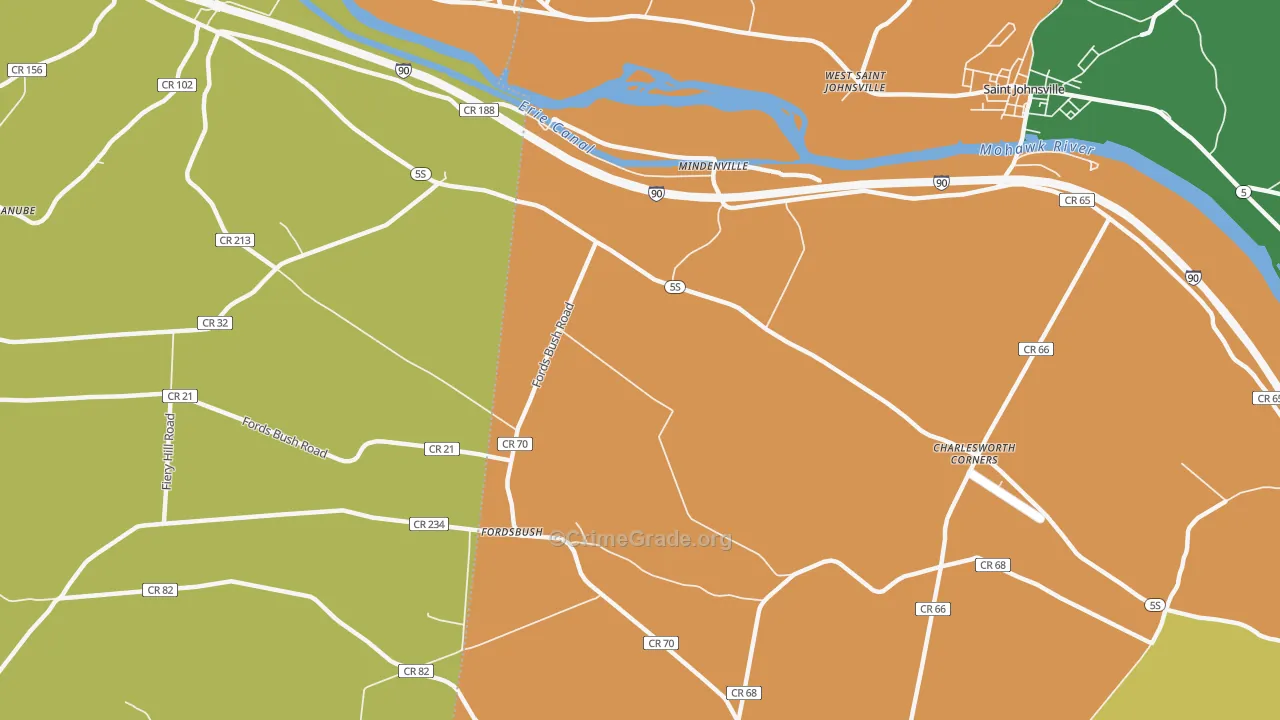 Mindenville, NY Map of Theft Rates