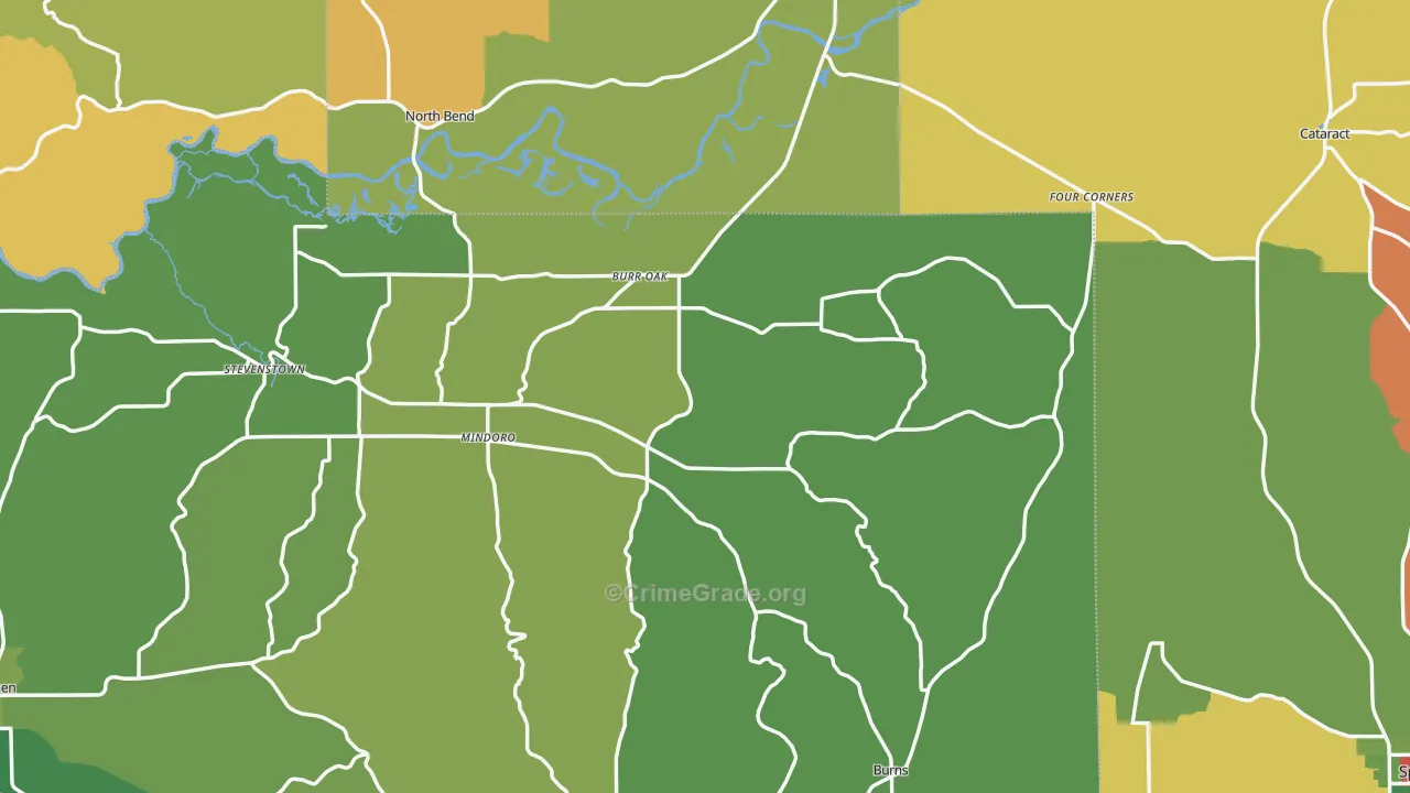 Mindoro, WI Map of Theft Rates