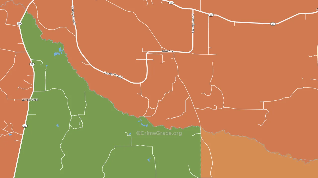 Mineola, AL Map of Theft Rates