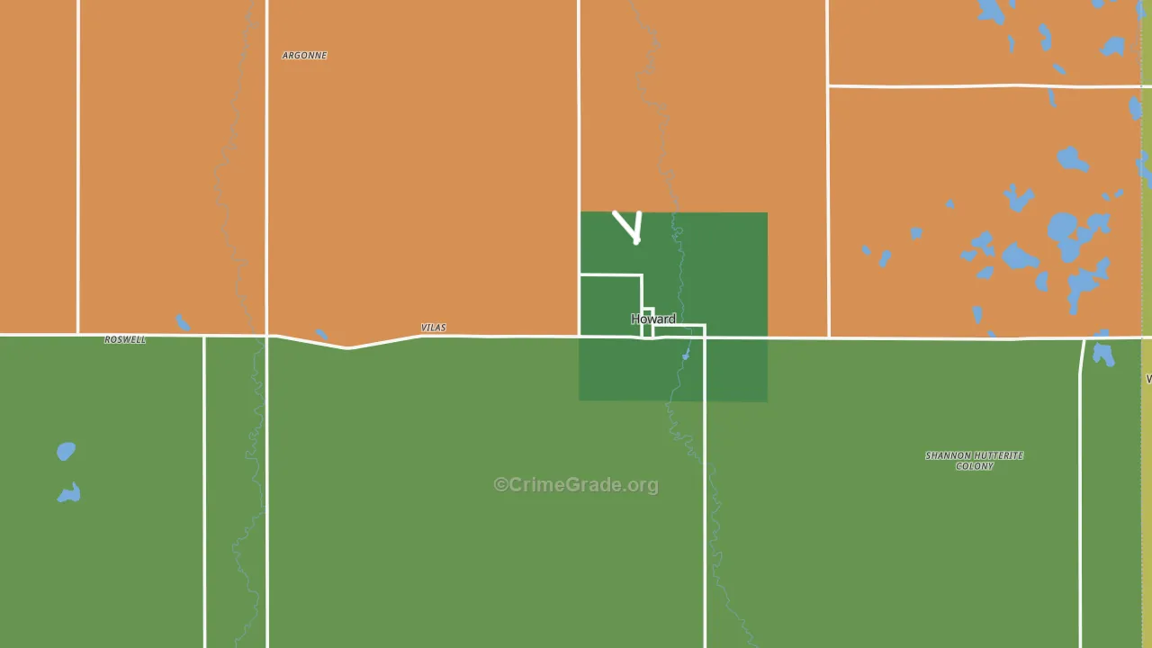 Miner County, SD Map of Theft Rates