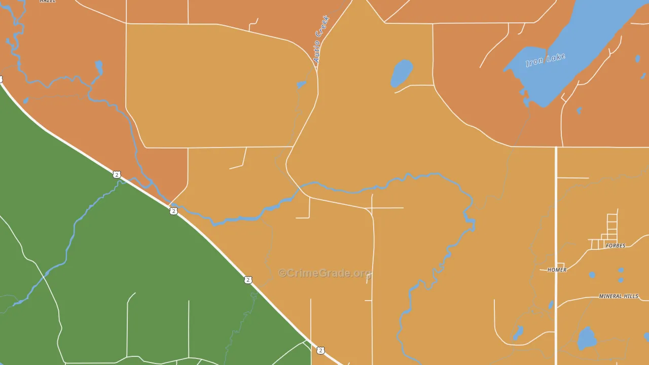 Mineral Hills, MI Map of Theft Rates