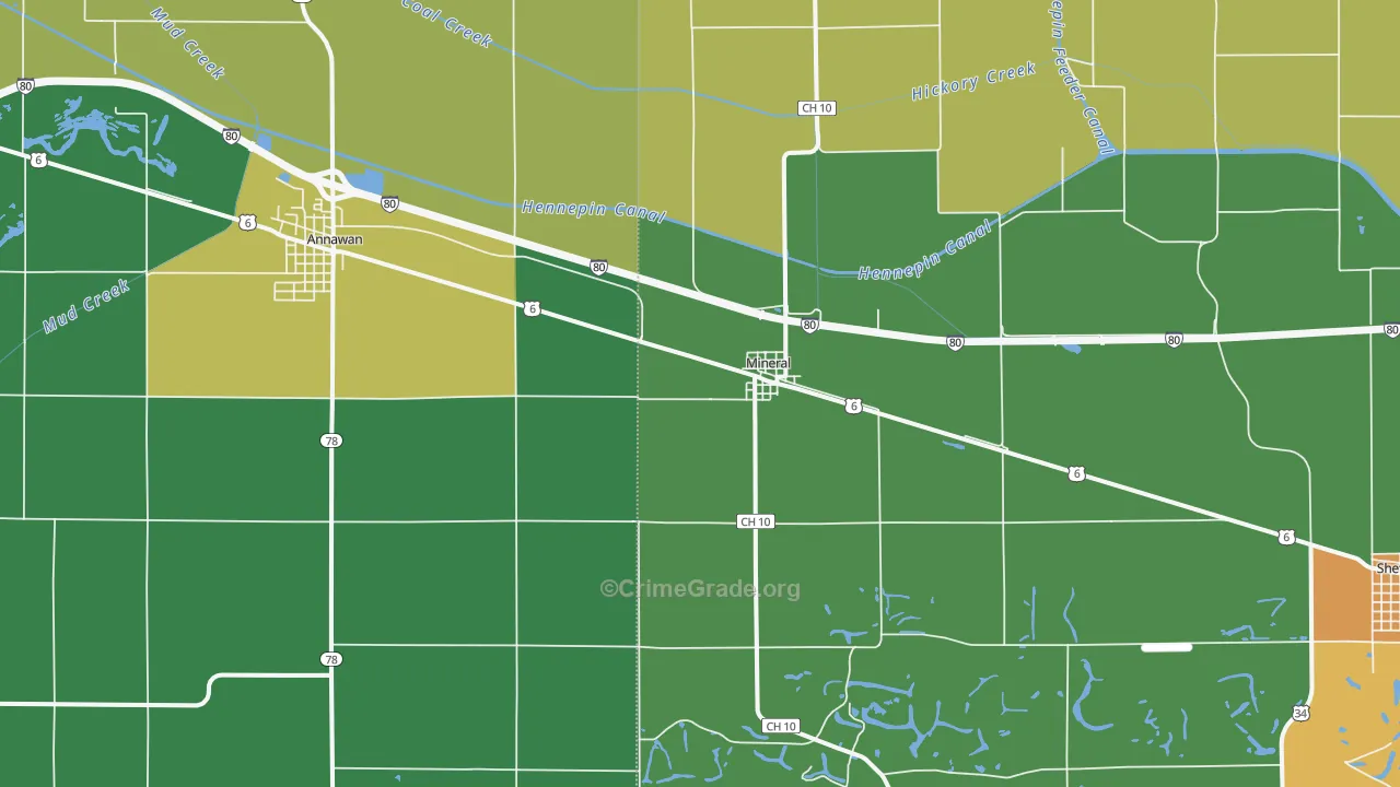 Mineral, IL Map of Theft Rates