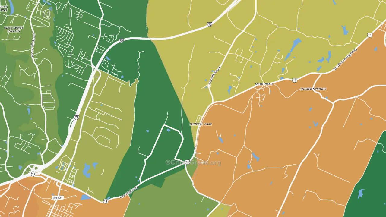 Mineral Park, TN Map of Theft Rates