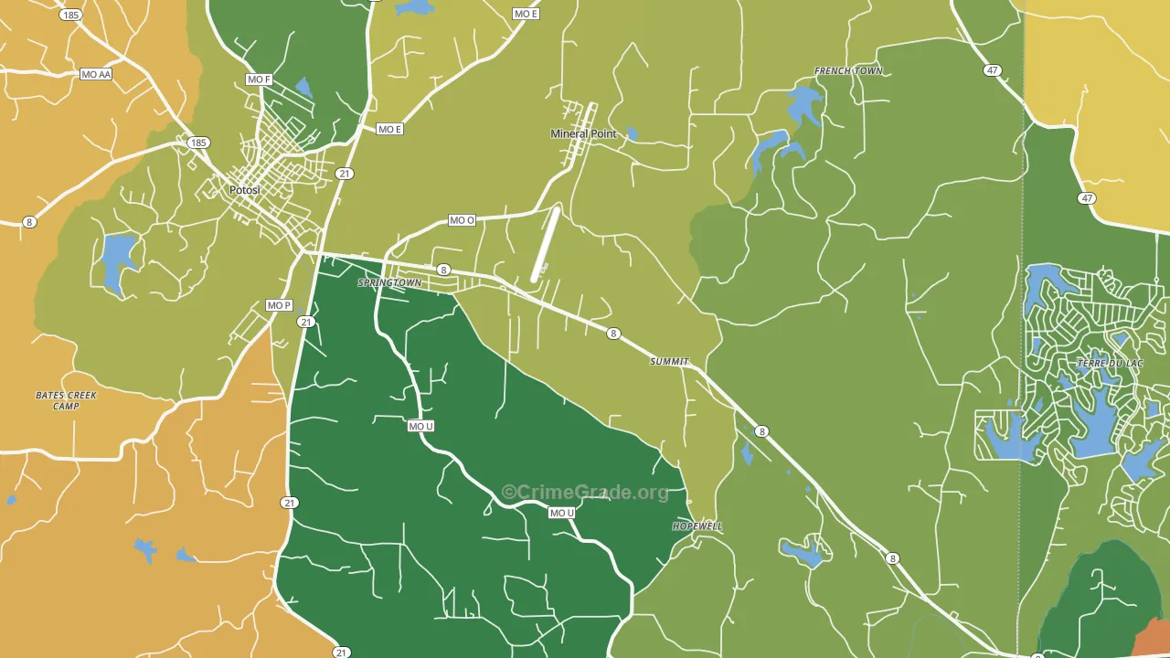 Mineral Point, MO Map of Theft Rates