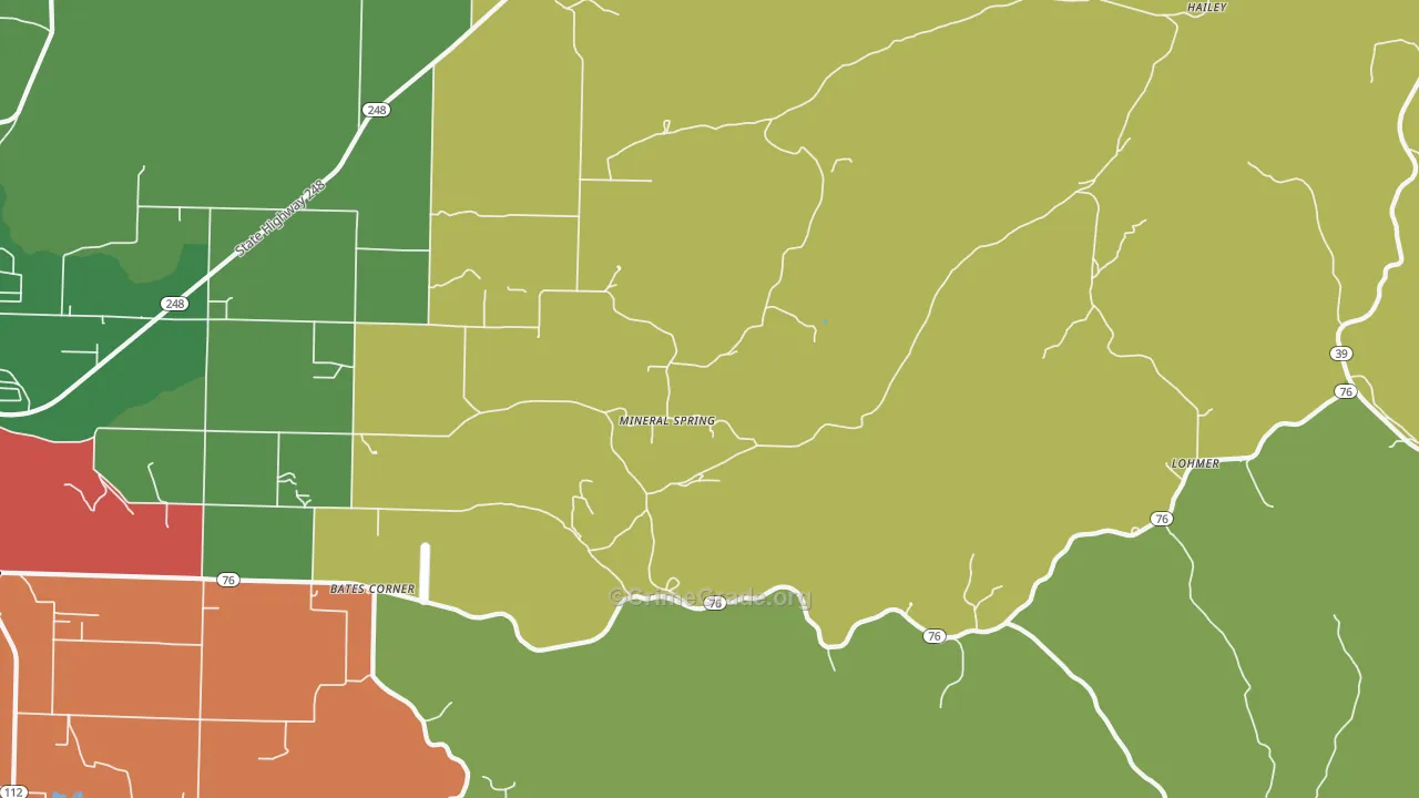 Mineral Spring, MO Map of Theft Rates