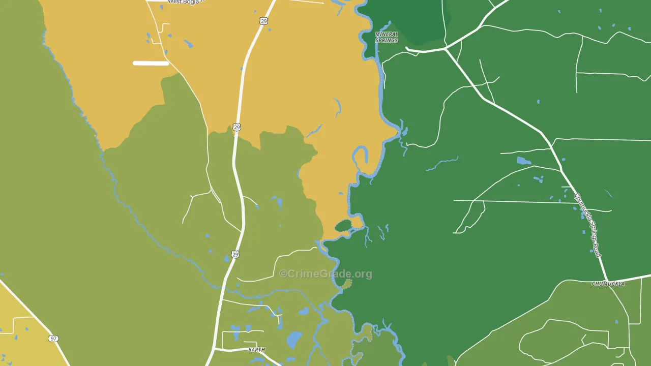 Mineral Springs, FL Map of Theft Rates
