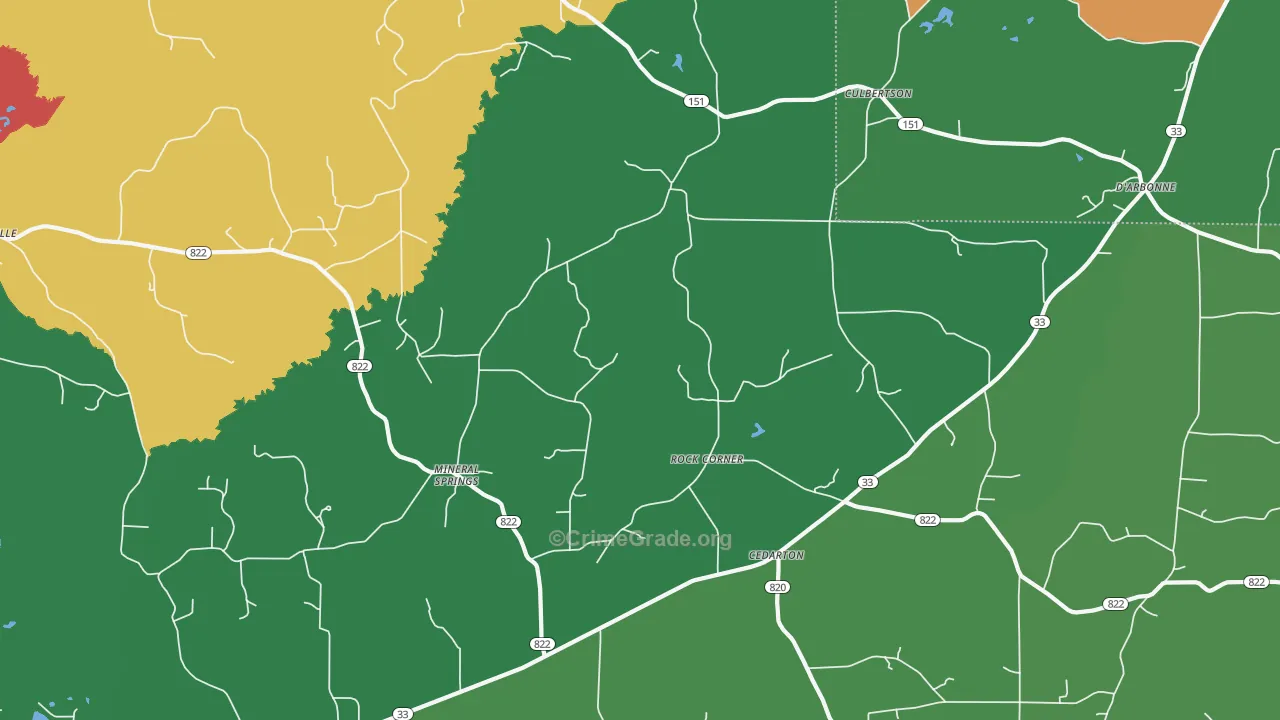 Mineral Springs, LA Map of Theft Rates
