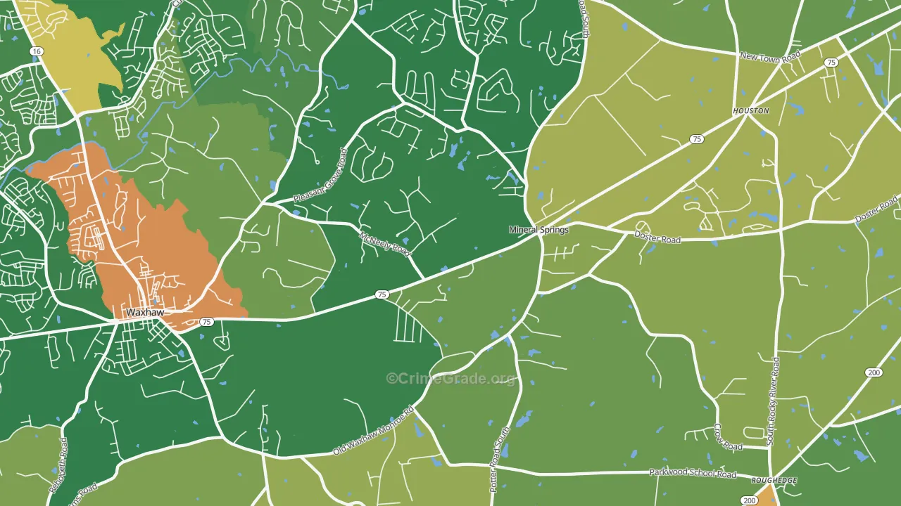 Mineral Springs, NC Map of Theft Rates