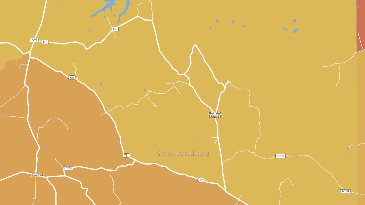 Mineral Springs, OH Map of Theft Rates
