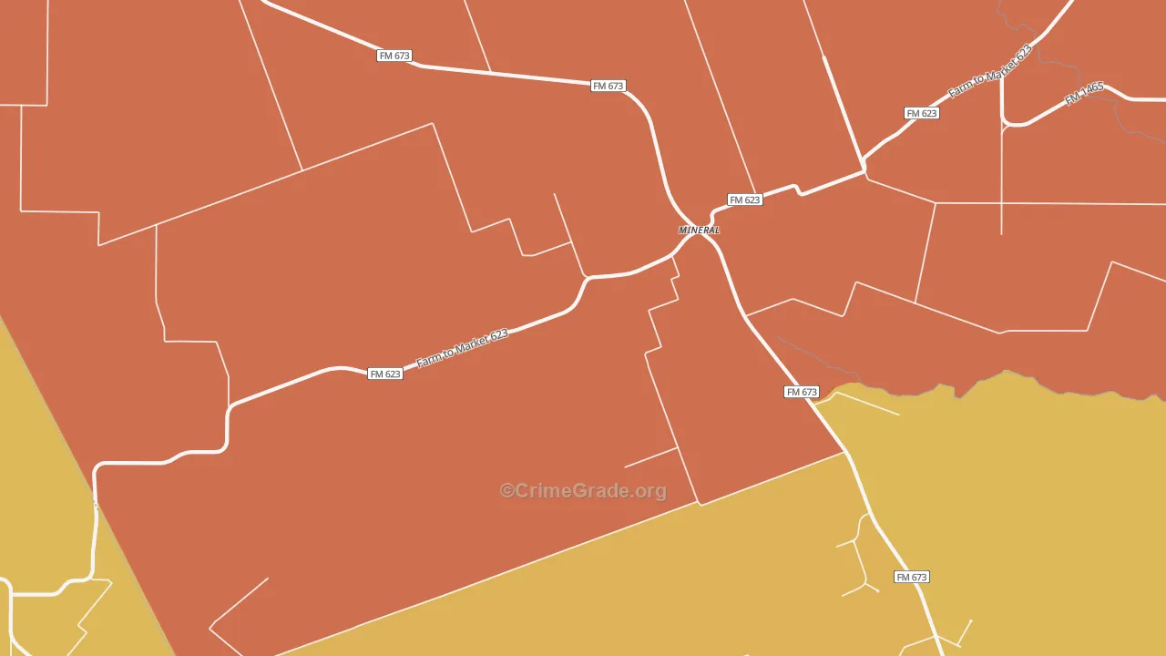 Mineral, TX Map of Theft Rates