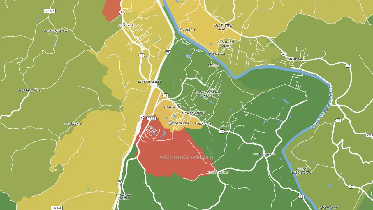 Mineralwells, WV Map of Theft Rates