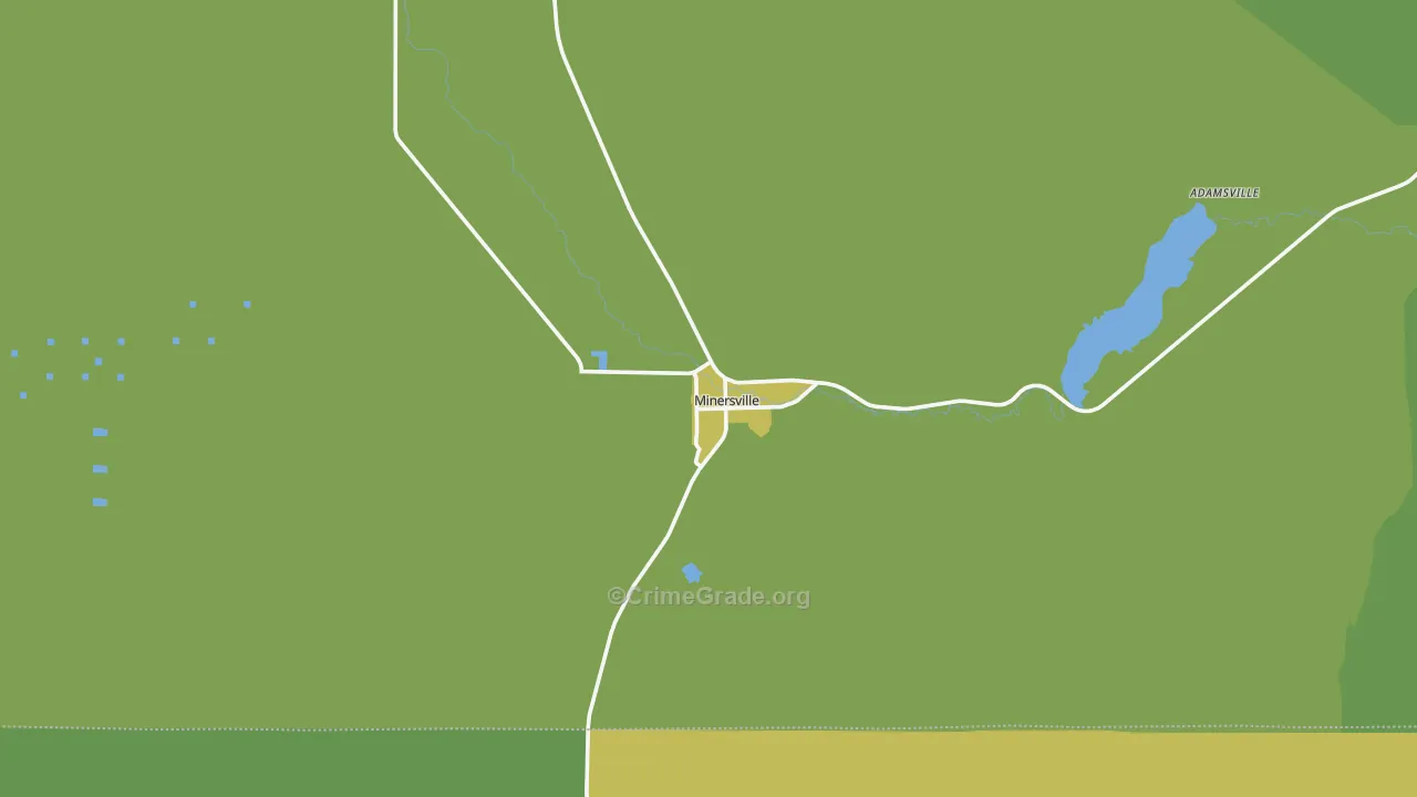 Minersville, UT Map of Theft Rates