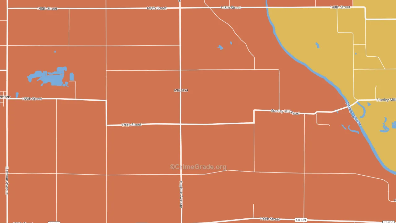Minerva, IA Map of Theft Rates