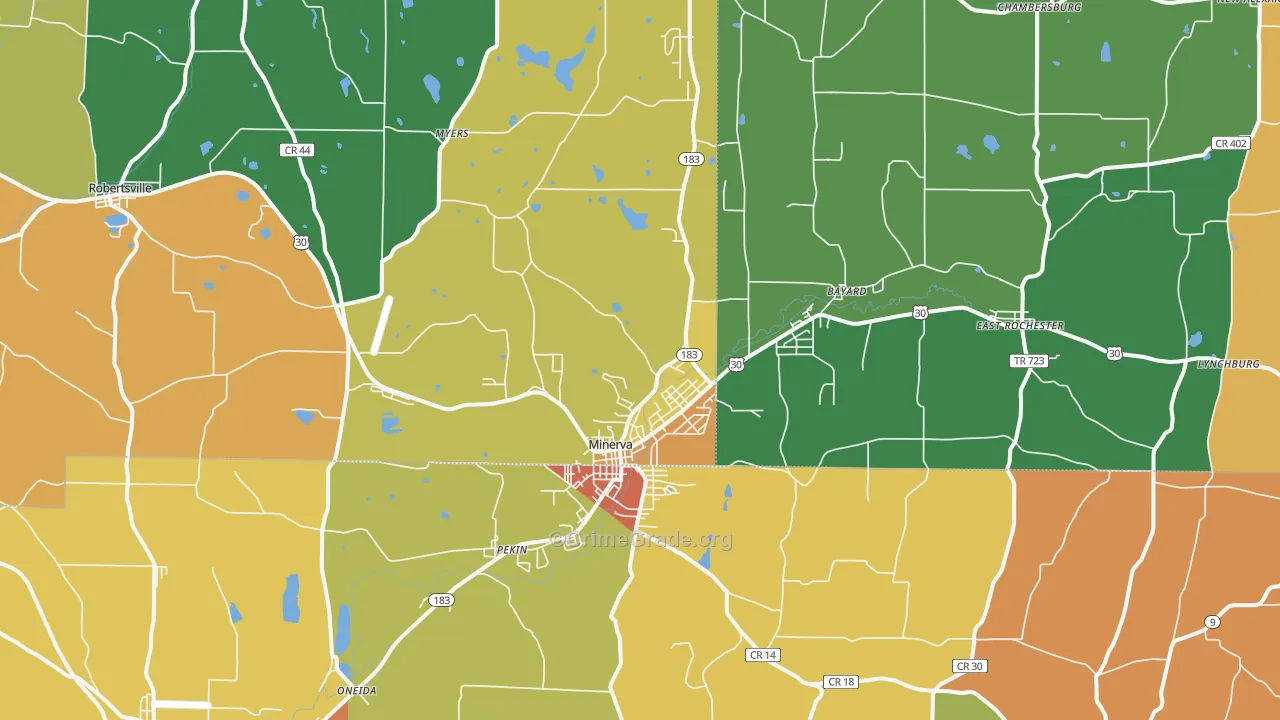 Minerva, OH Map of Theft Rates