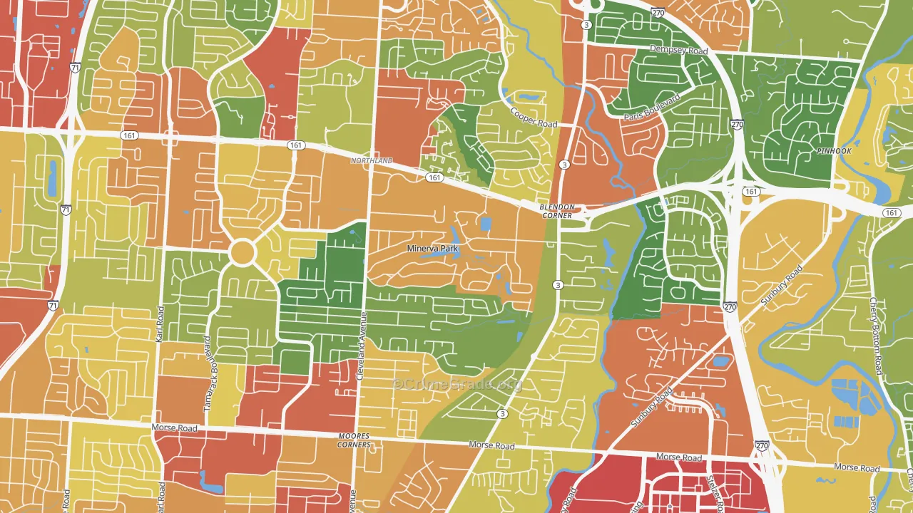 Minerva Park, OH Map of Theft Rates