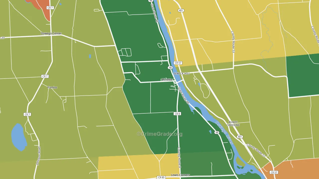 Minetto, NY Map of Theft Rates