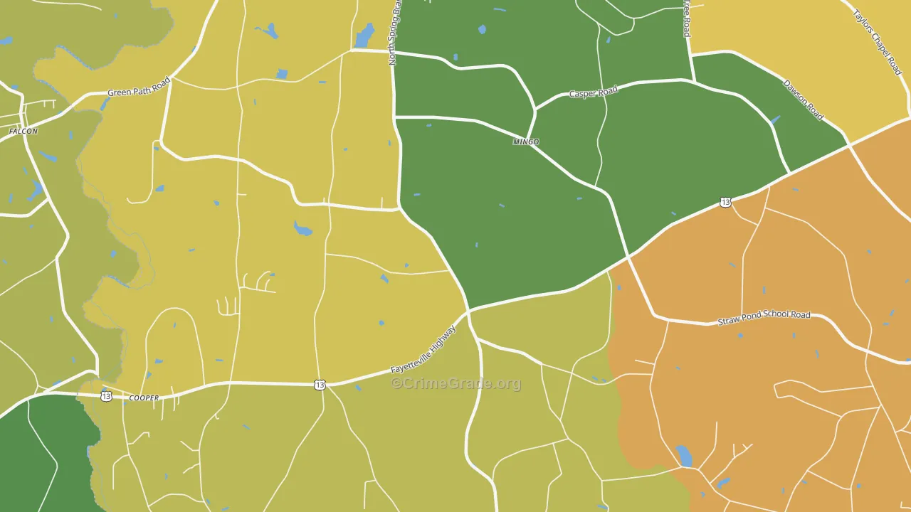 Mingo, NC Map of Theft Rates
