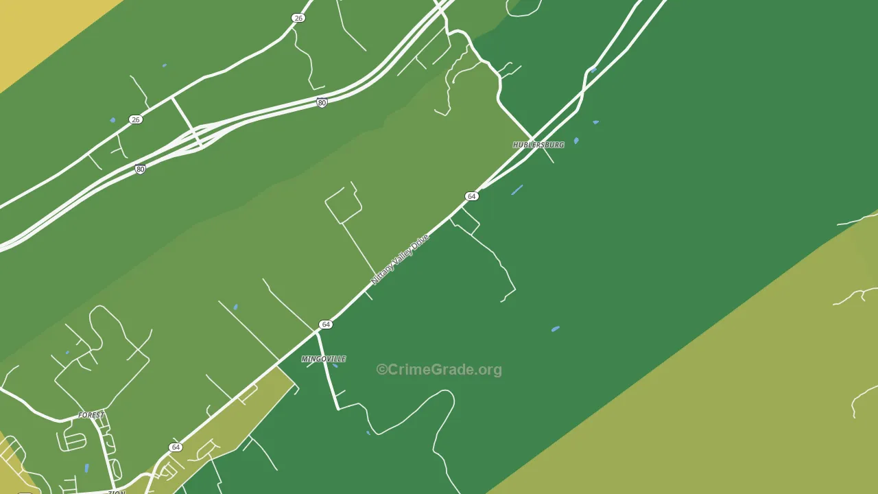 Mingoville, PA Map of Theft Rates