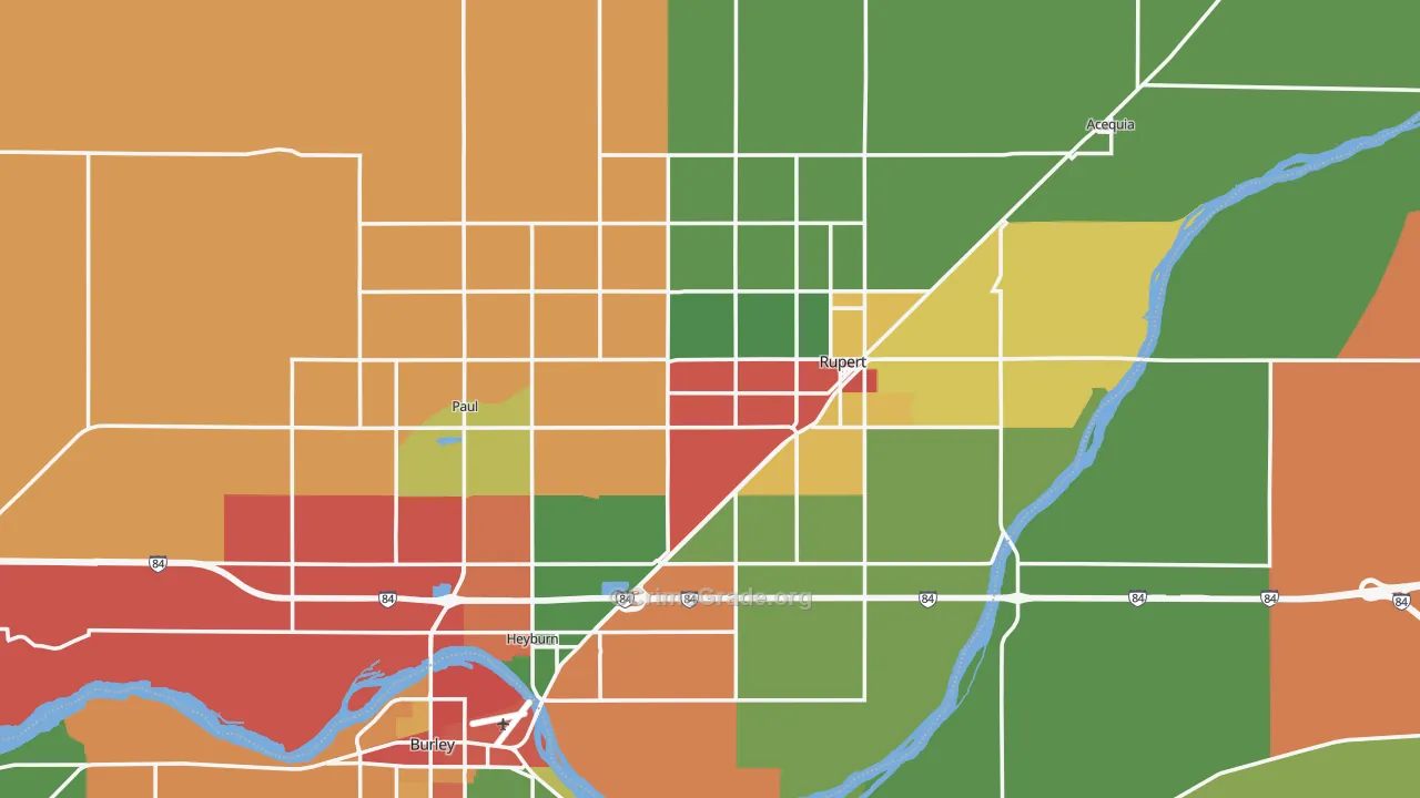 Minidoka County, ID Map of Theft Rates