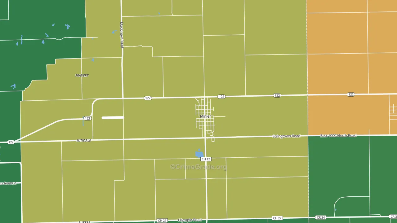 Minier, IL Map of Theft Rates
