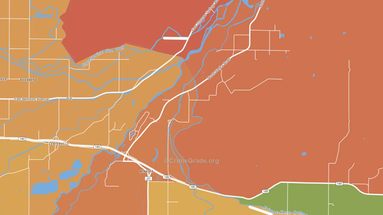 Minkler, CA Map of Theft Rates