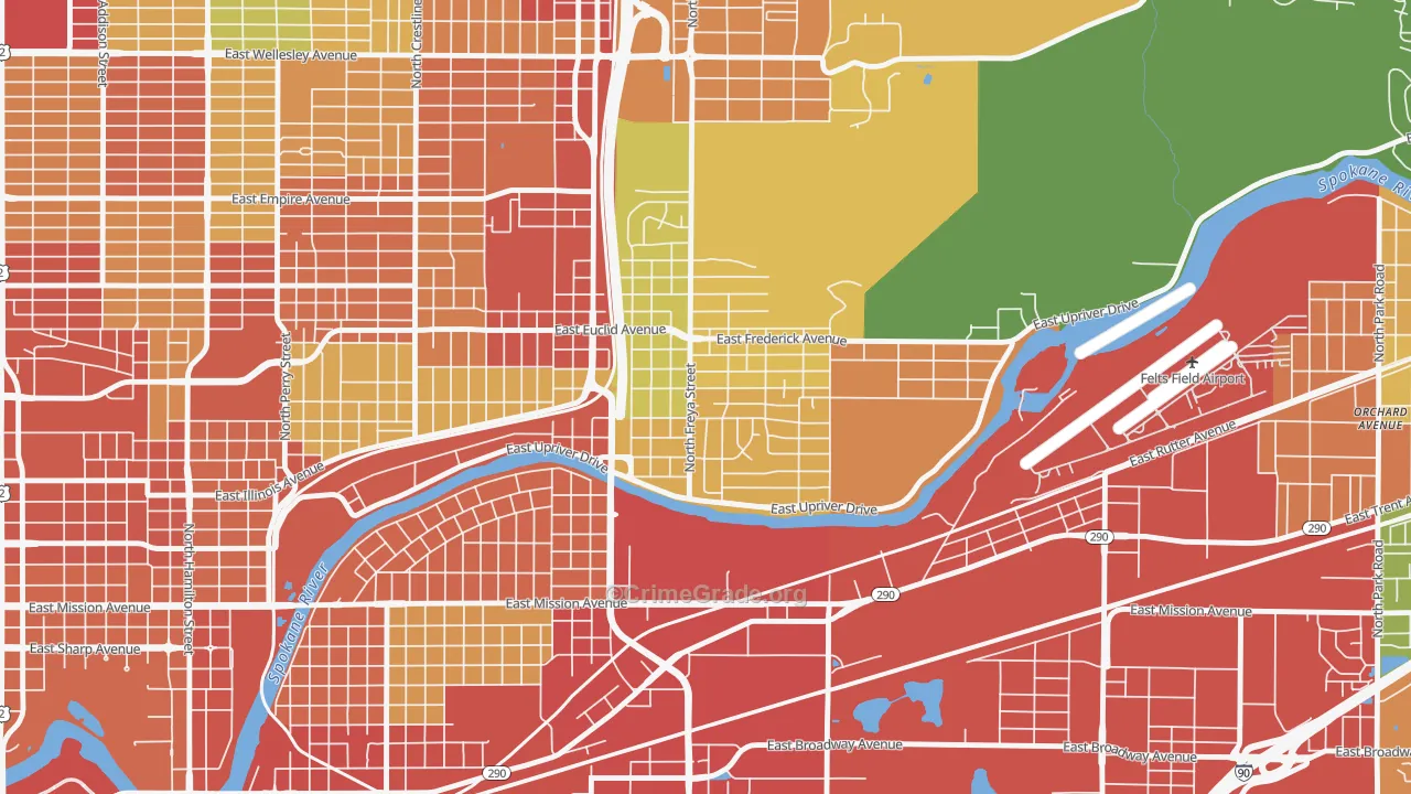 Minnehaha, Spokane, WA Map of Theft Rates