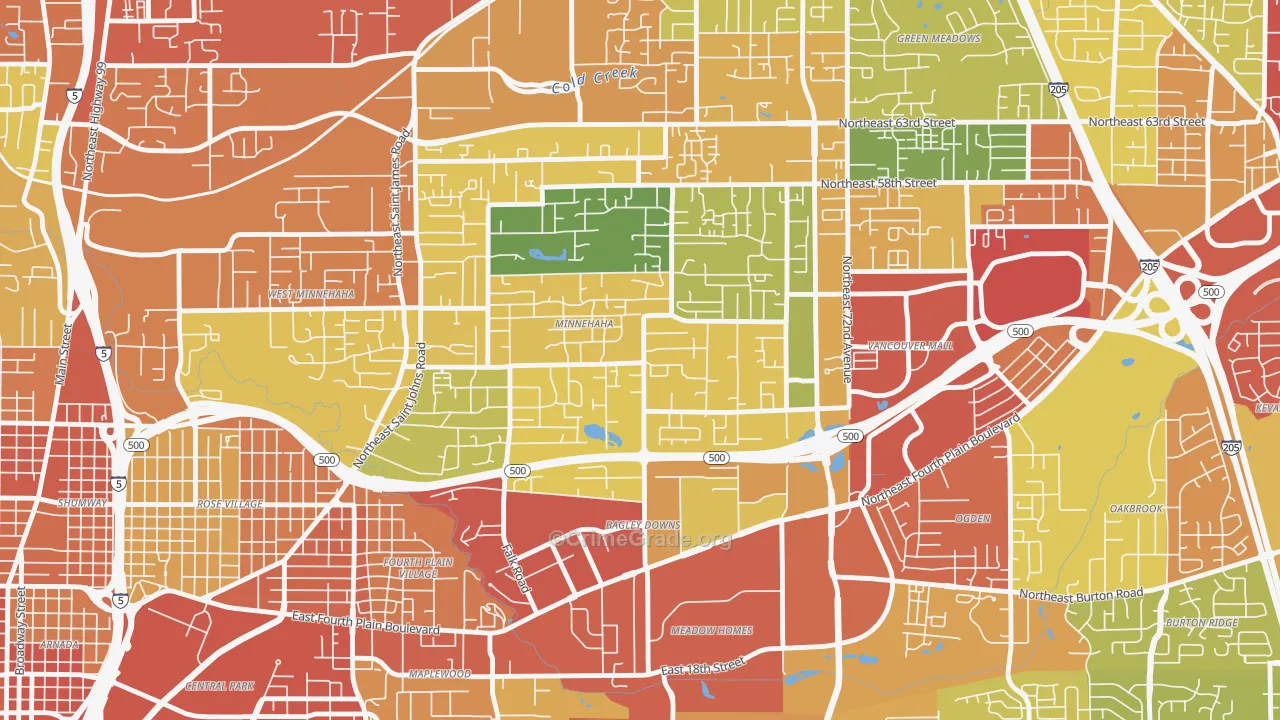 Minnehaha, WA Map of Theft Rates