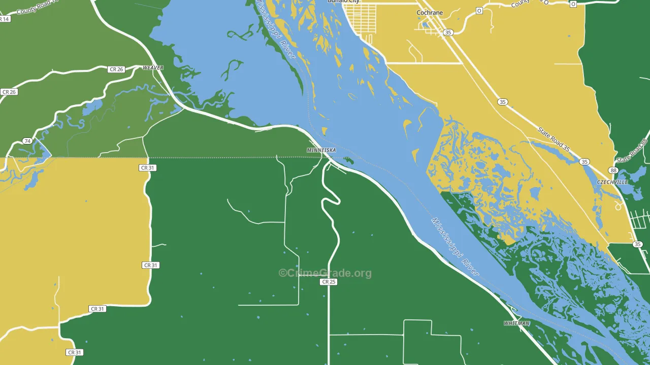 Minneiska, MN Map of Theft Rates