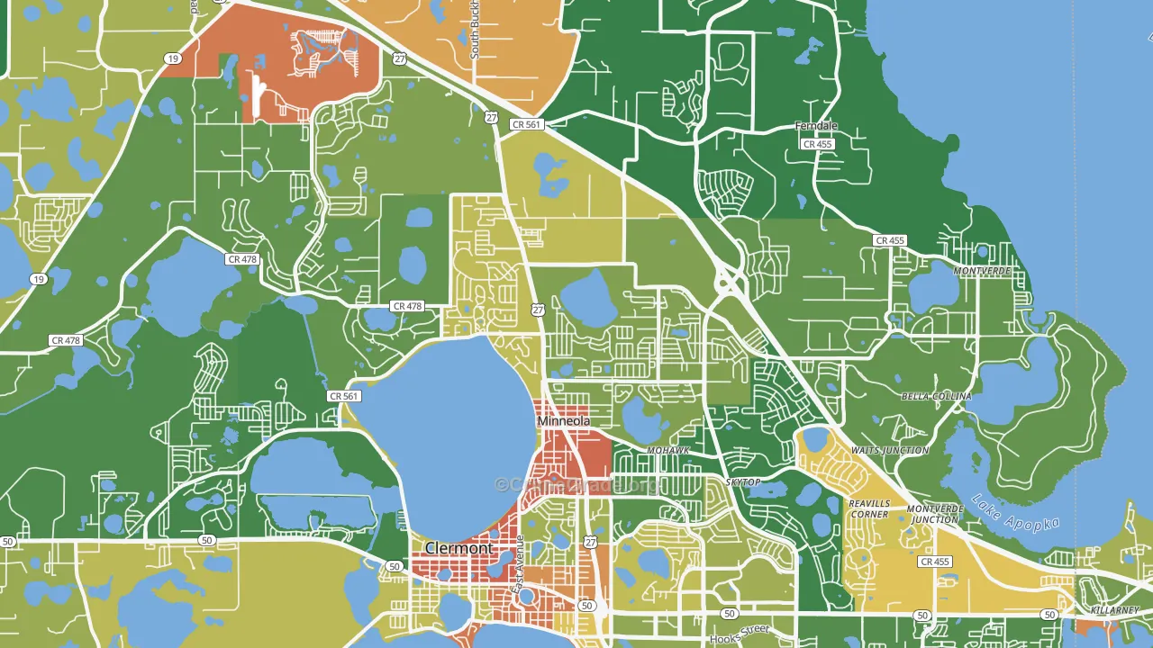 Minneola, FL Map of Theft Rates