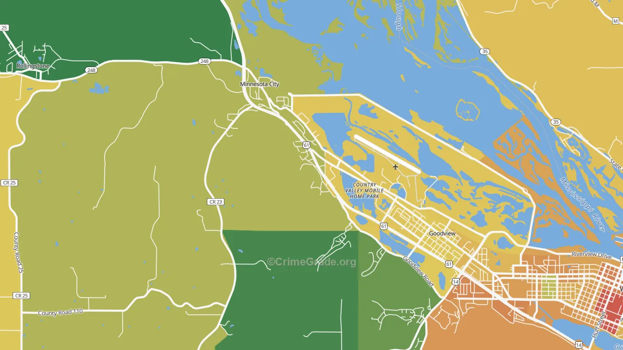 Minnesota City, MN Map of Theft Rates
