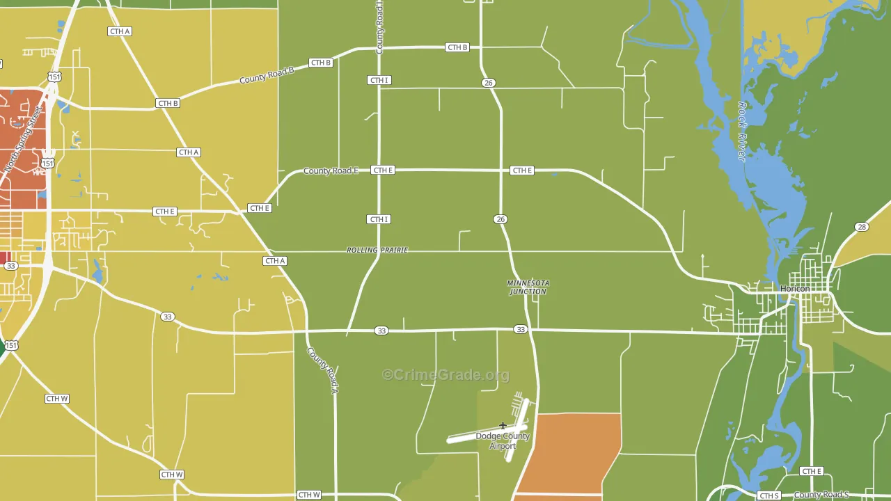 Minnesota Junction, WI Map of Theft Rates